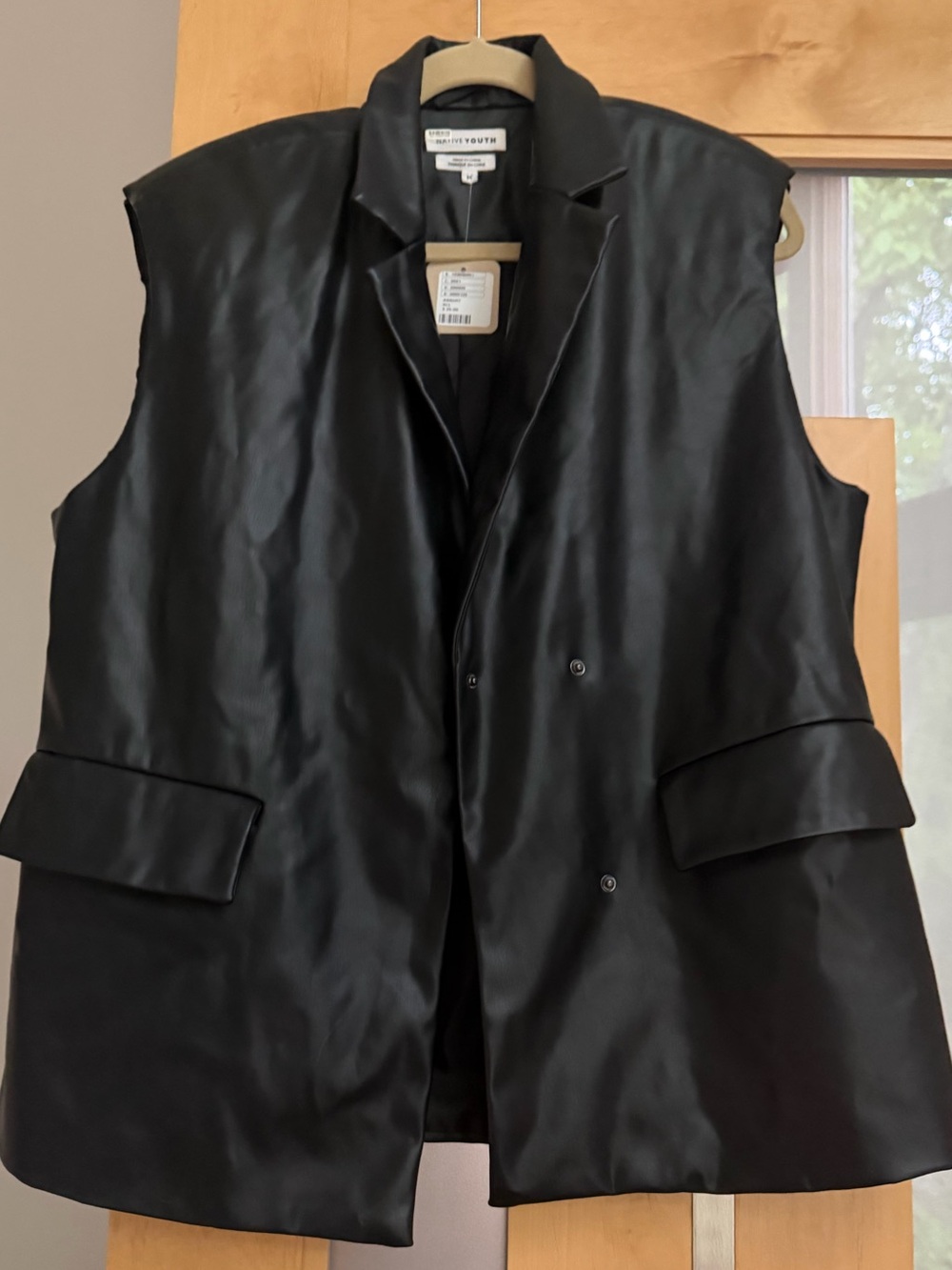 Native Youth Faux Leather Blazer Vest - Black